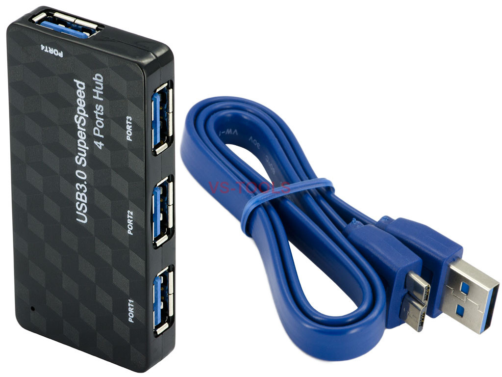 5Gbps USB 3.0 4 Port Fast Data Transfer Computer Hub Cable